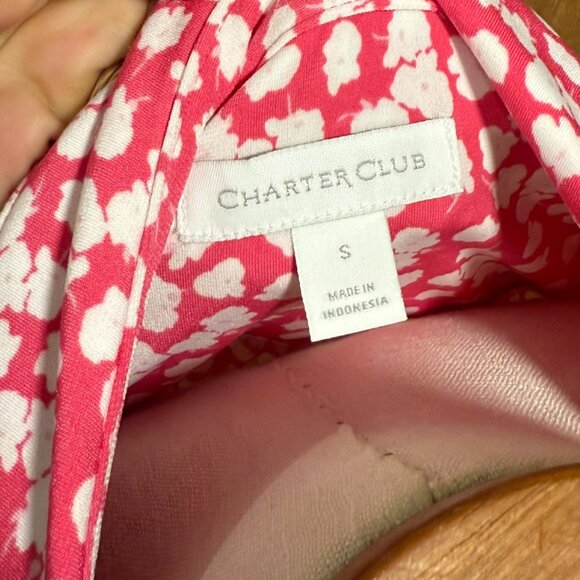 Charter Club Women's Pink Floral 4-Button Cap Sleeve Performance Polo, Size S‎ - Picture 5 of 7